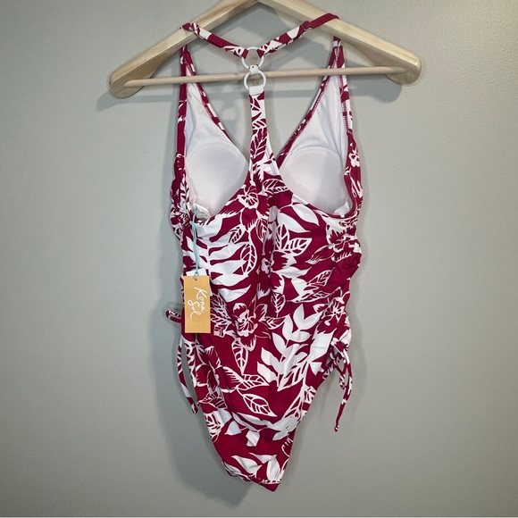 KONA SOL BERRY/WHITE 1PC FLORAL SWIMSUIT MED NWT - Picture 2 of 13